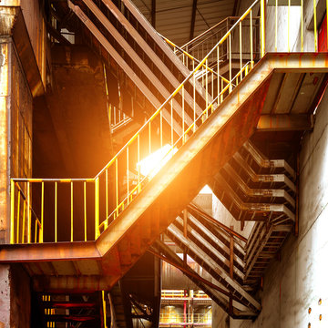 Large factories metal stairs
