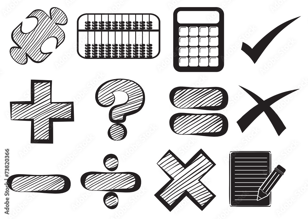 Doodle design of the different math operations