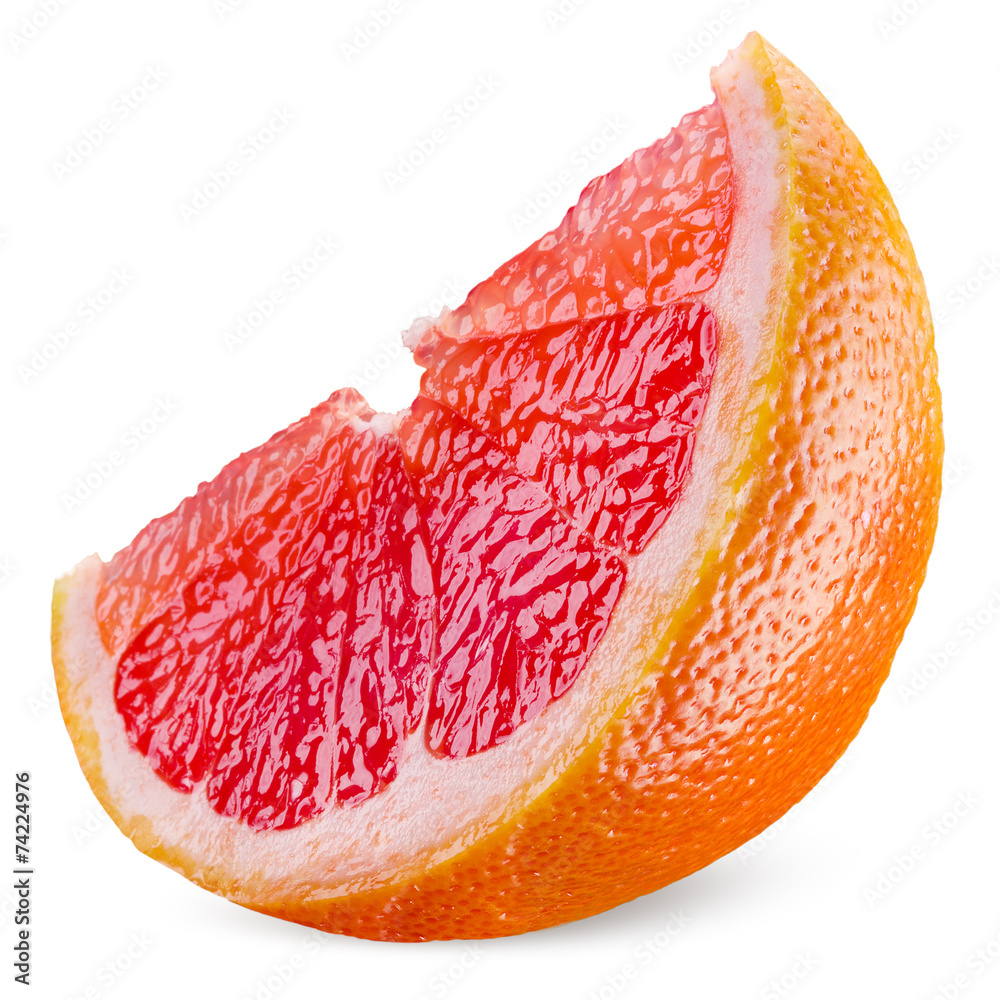 Grapefruit slice isolated on white background
