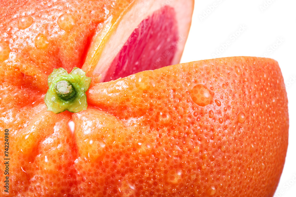 葡萄柚宏观。食物背景。