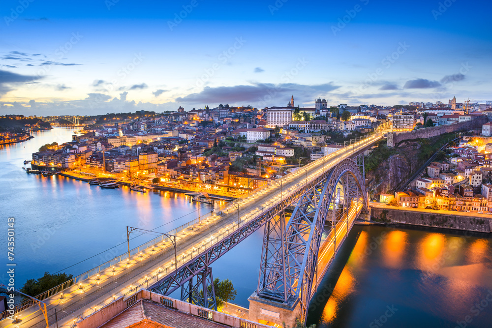 葡萄牙波尔图Dom Luis I大桥的城市景观