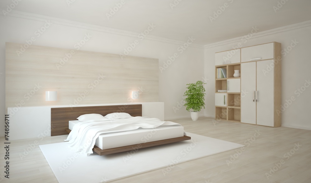 白色3d卧室