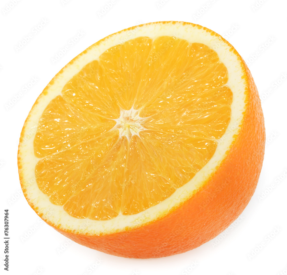 白色隔离的橙色切片