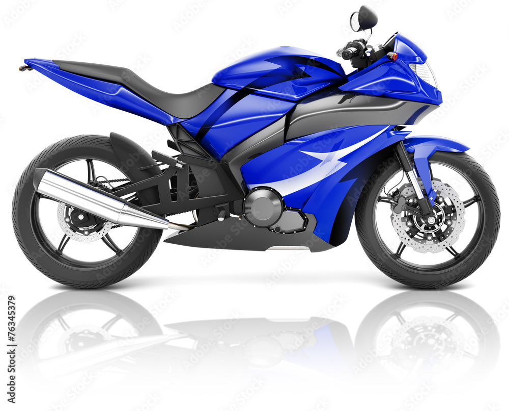 摩托车摩托车骑行骑手当代蓝色概念