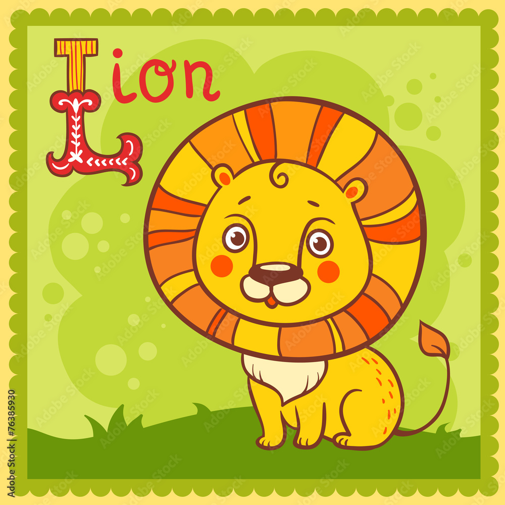 图解字母L和狮子。