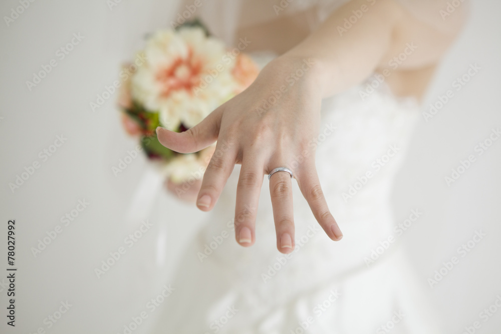 Bride to show the wedding ring