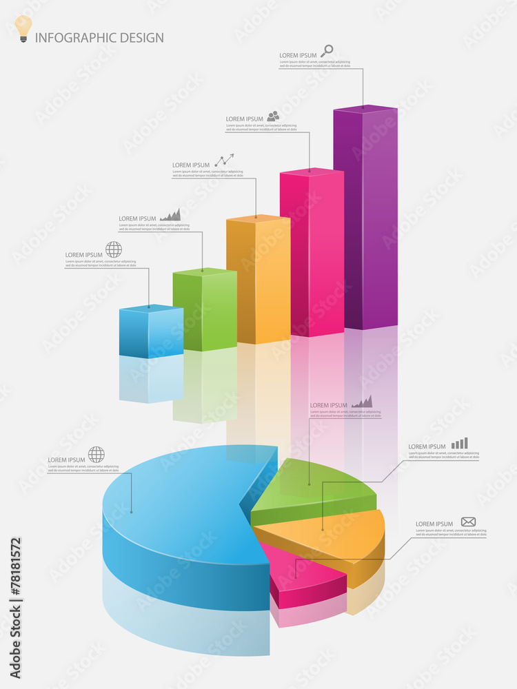 3d pie chart graph,3d graph.Vector illustration
