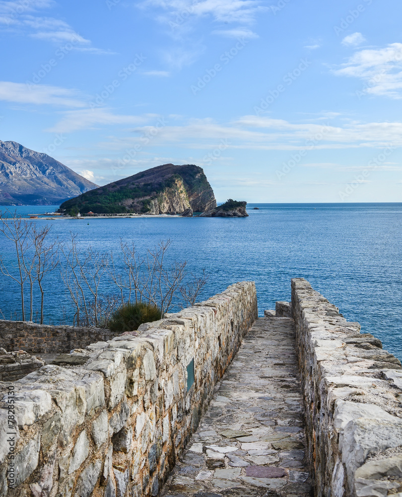 The view over Saint Nikolas island and the Adriatic sea