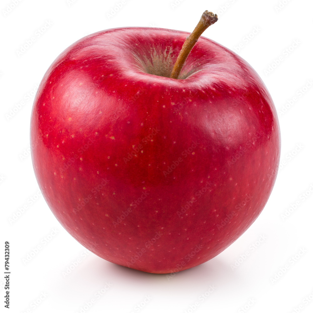 新鲜的红苹果在白苹果上分离。
