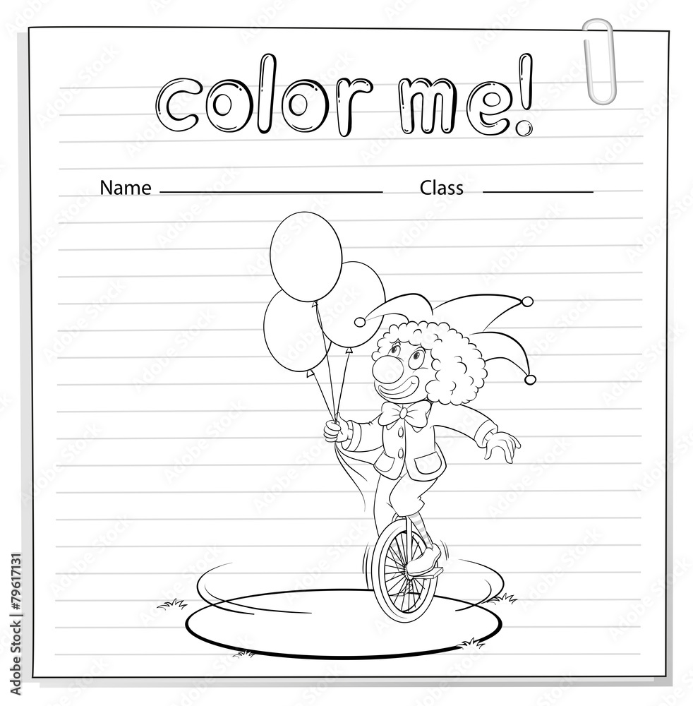 Coloring worksheet with a clown