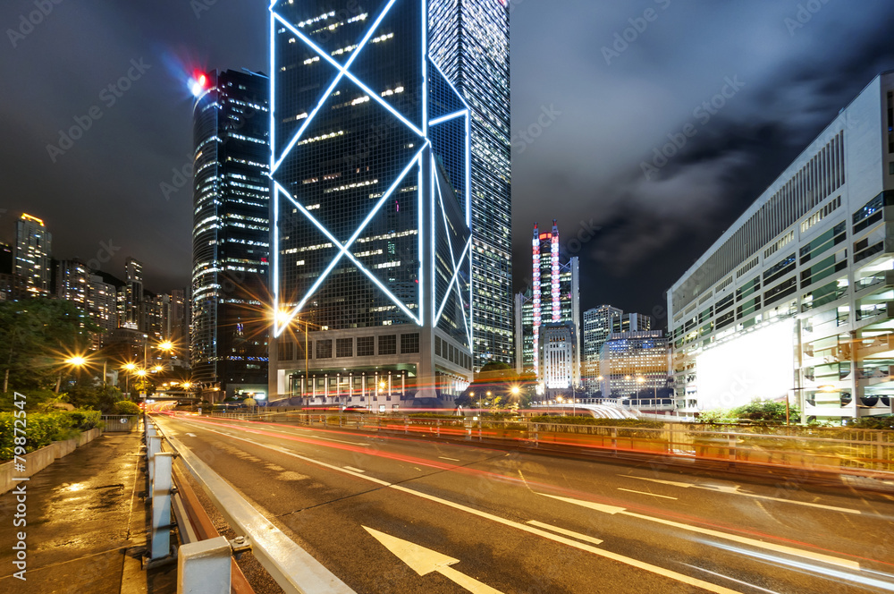 中国香港现代城市之夜