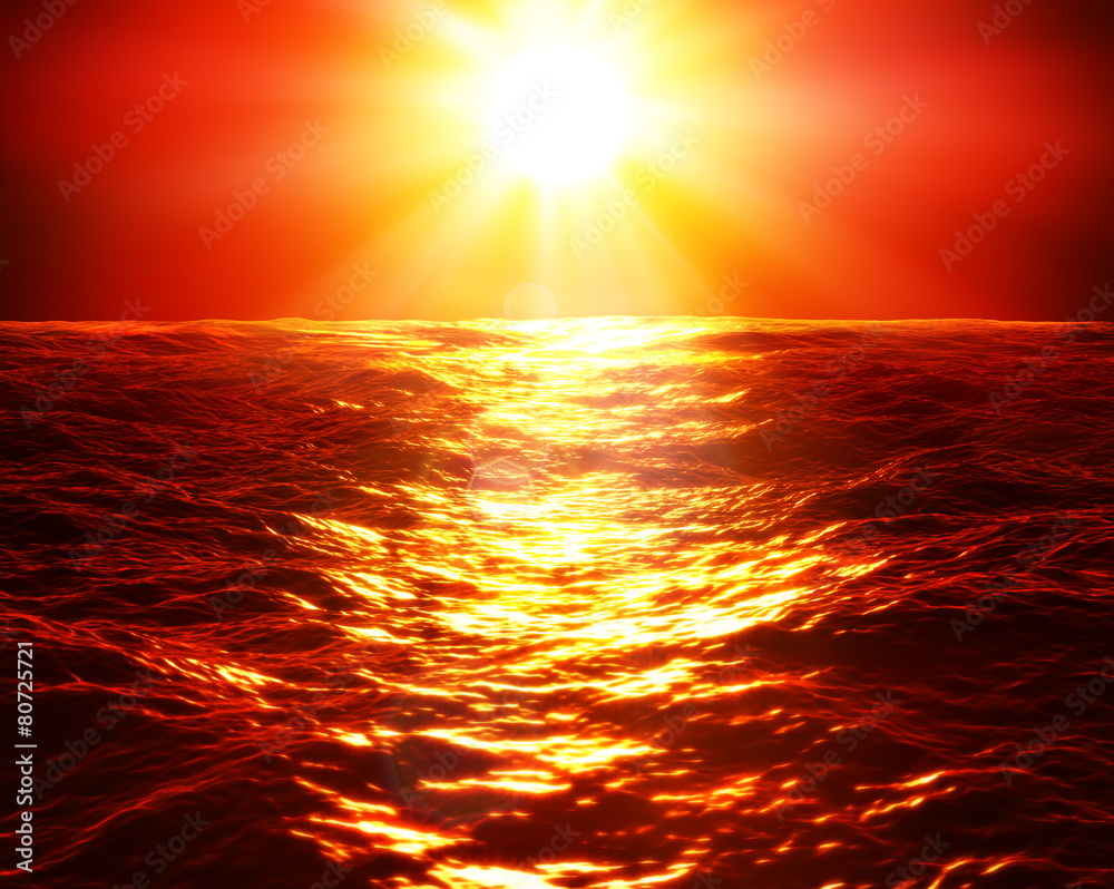 海上红色日落