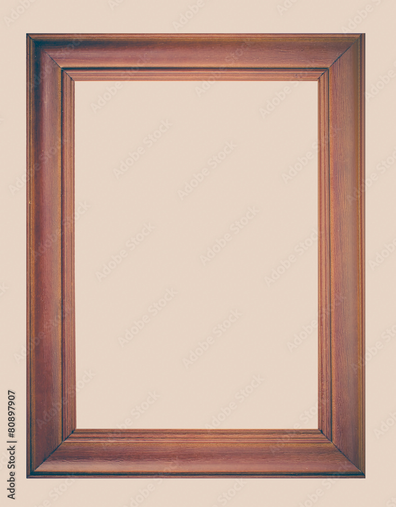 白底复古棕色木画框