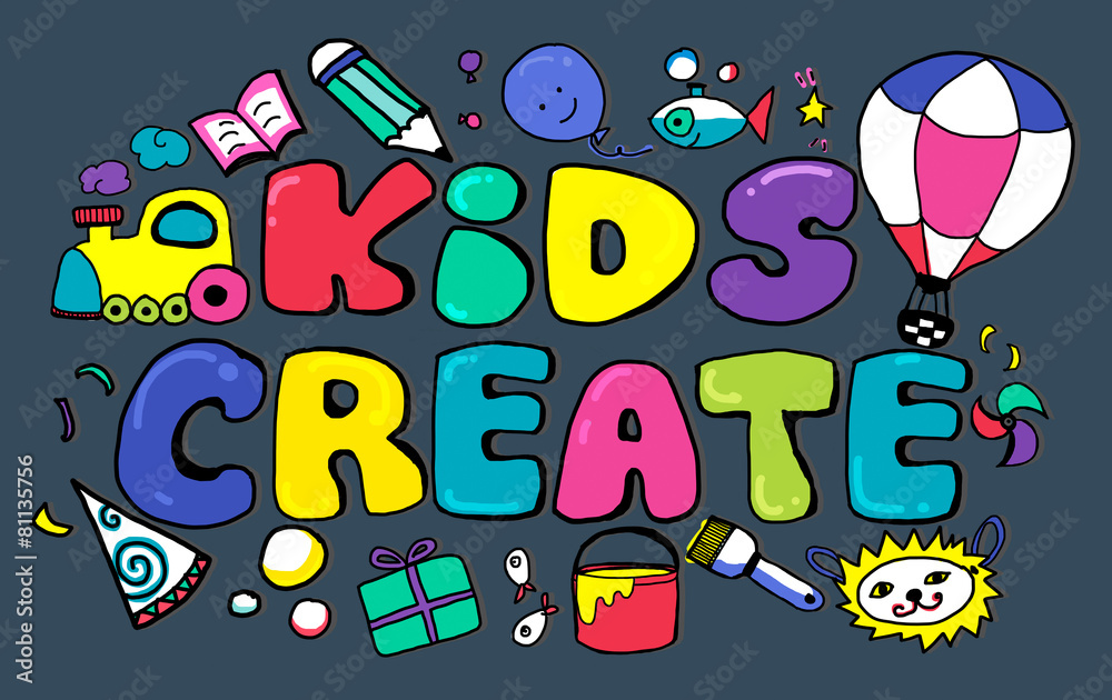 儿童创造创意设计理念多彩概念