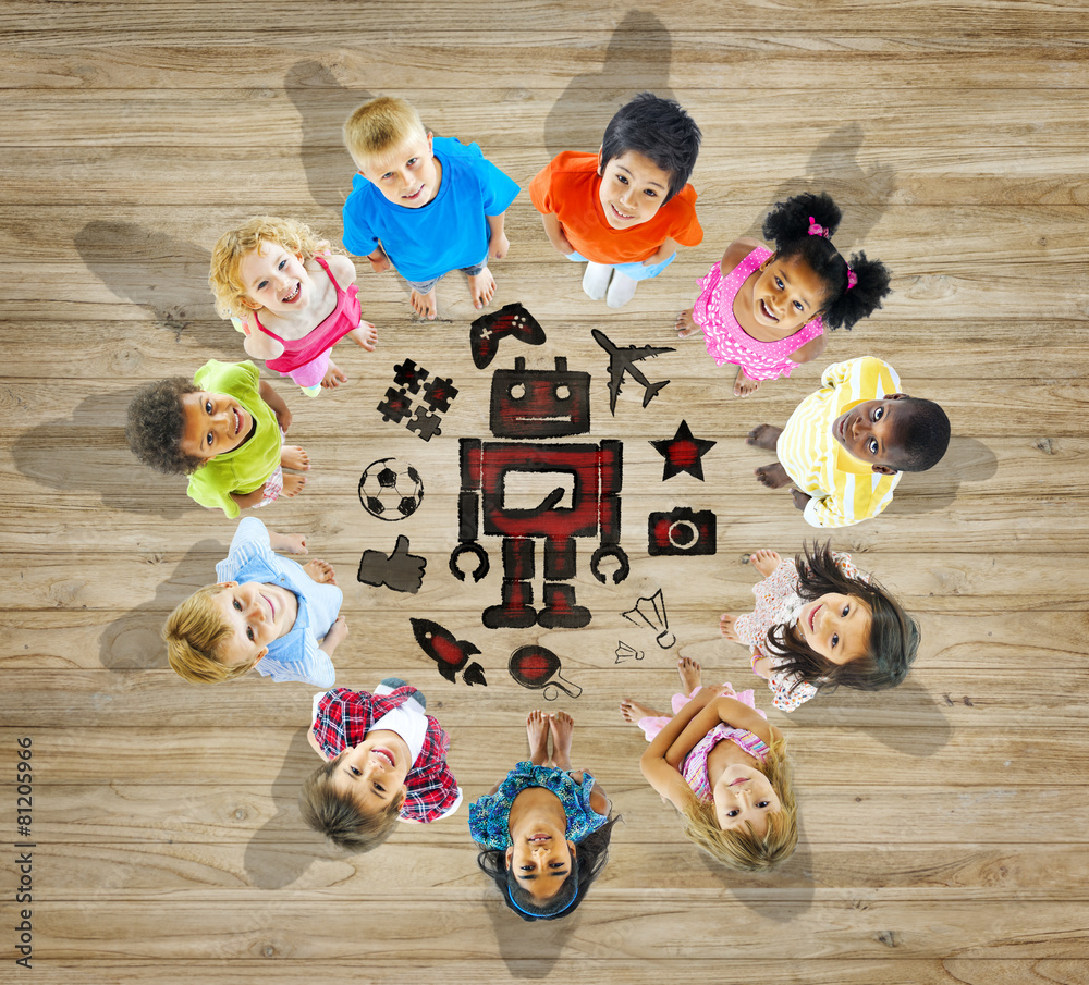 Multiethnic Group Children Play Concept