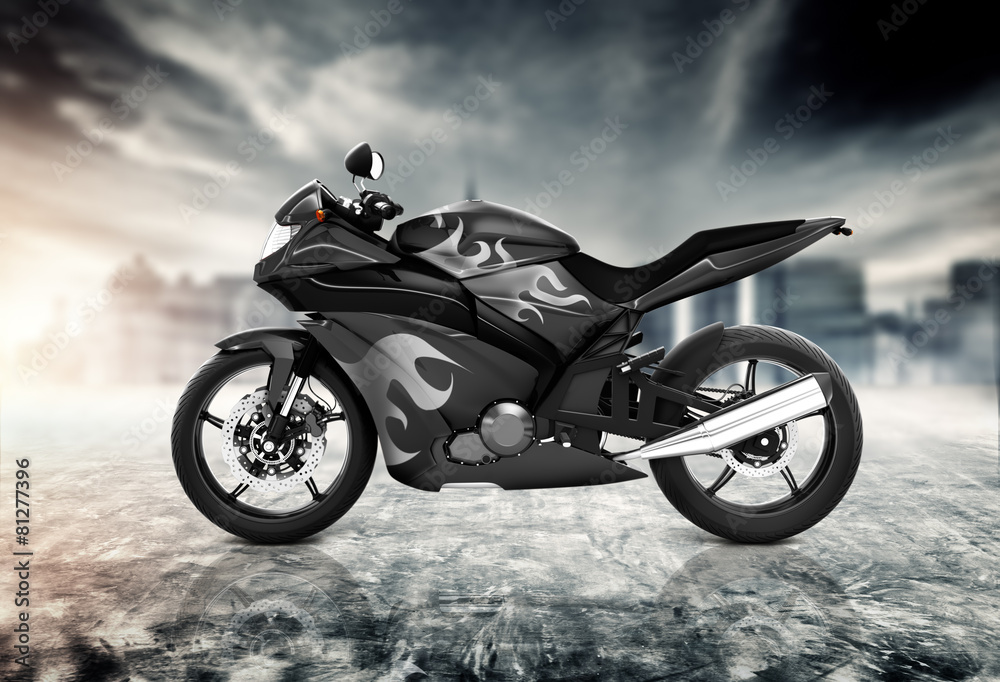Motorcycle Motorbike Bike Riding Contemporary Black Concept