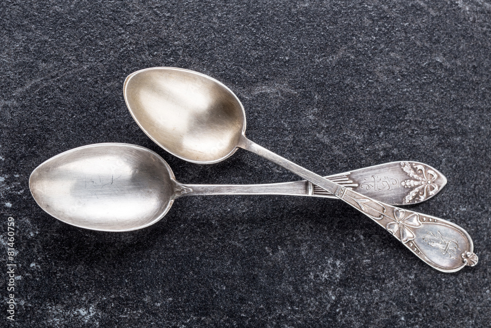 two old silver spoons