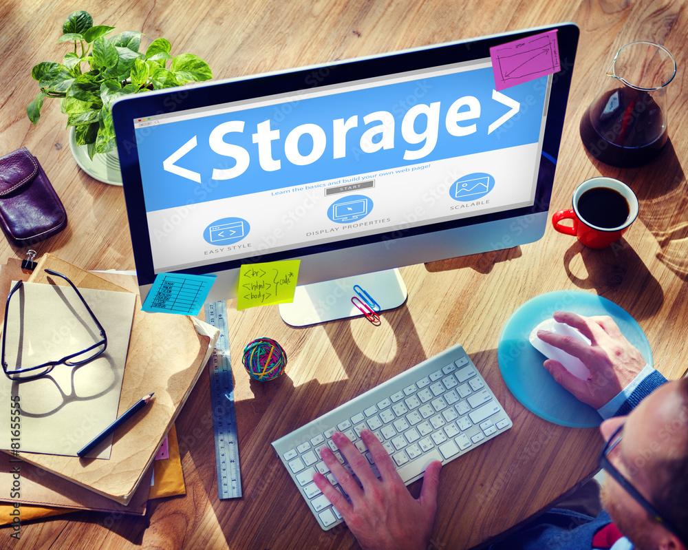 Digital Online Storage Data Storage Office Working Concept