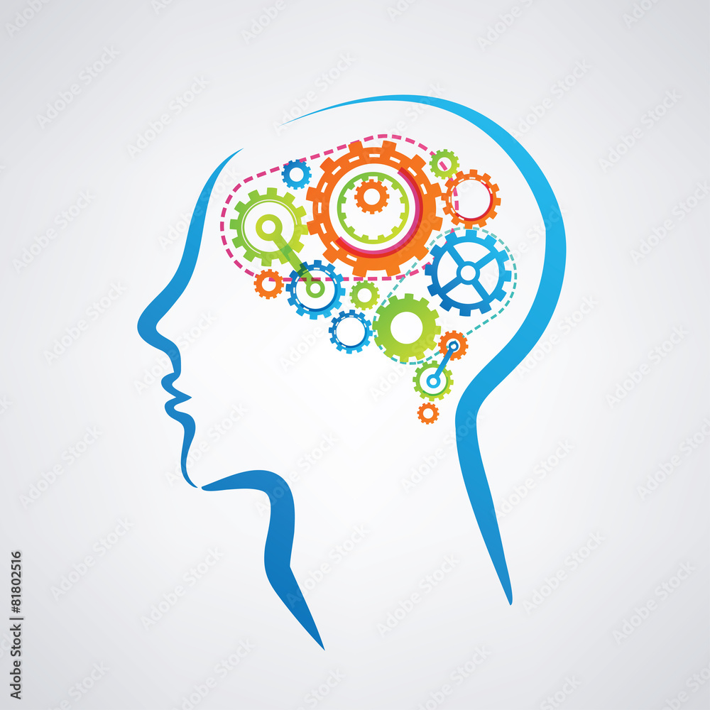 人类大脑由齿轮、思考和专注专业人士组成
