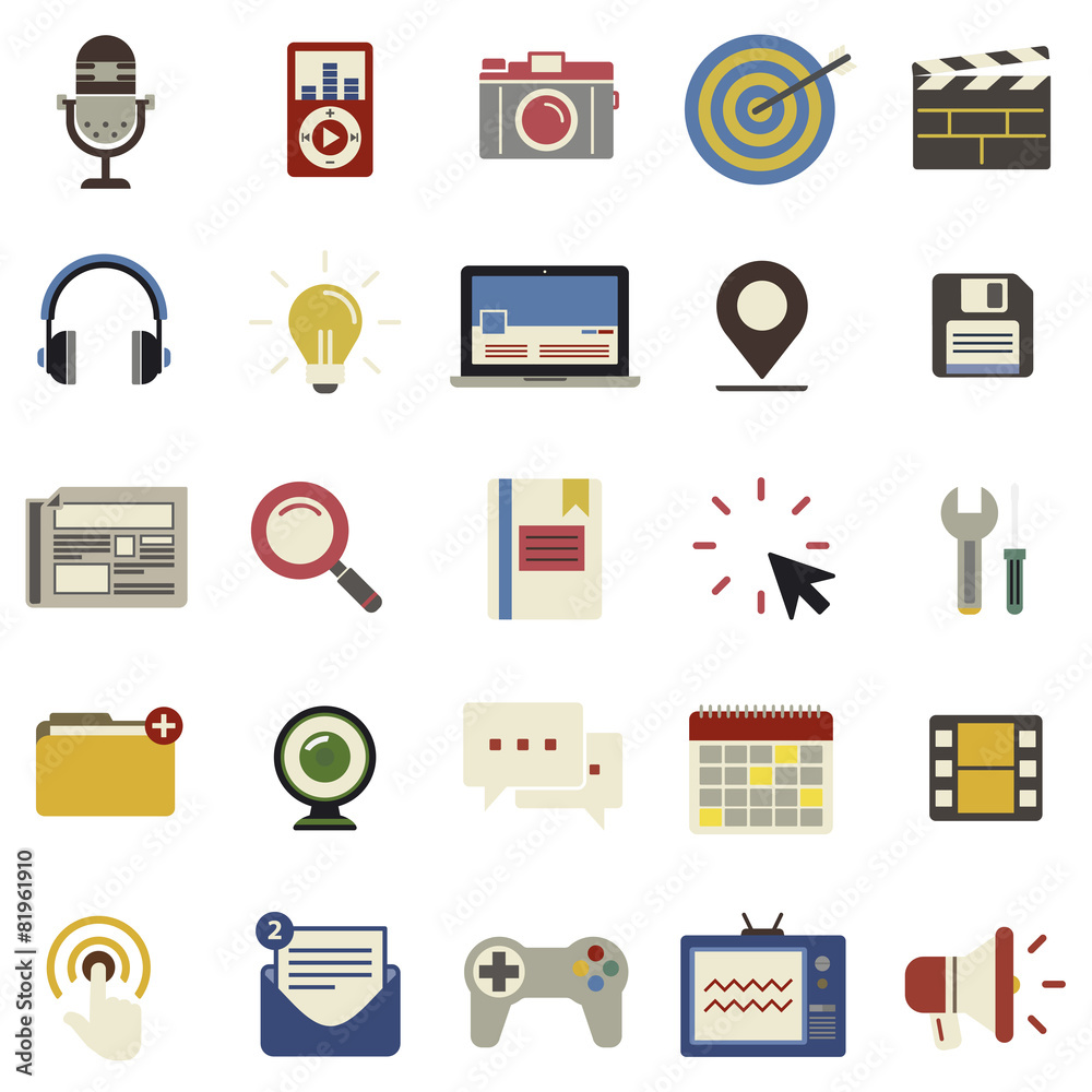 Social Media Funky Internet Symbols Icons Vector Concept