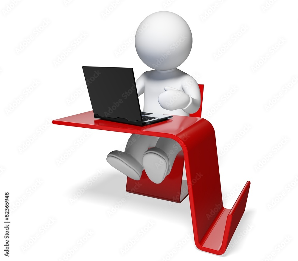 Three-dimensional Shape. 3D. Modern desk with laptop