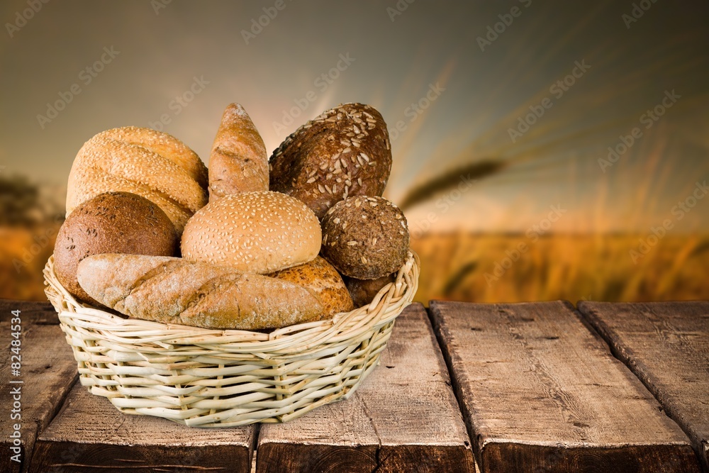 面包。面包制品篮子