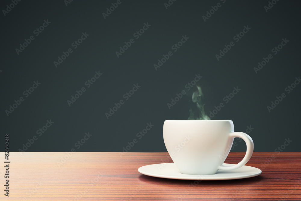 黑色背景，咖啡杯和放置文本的位置