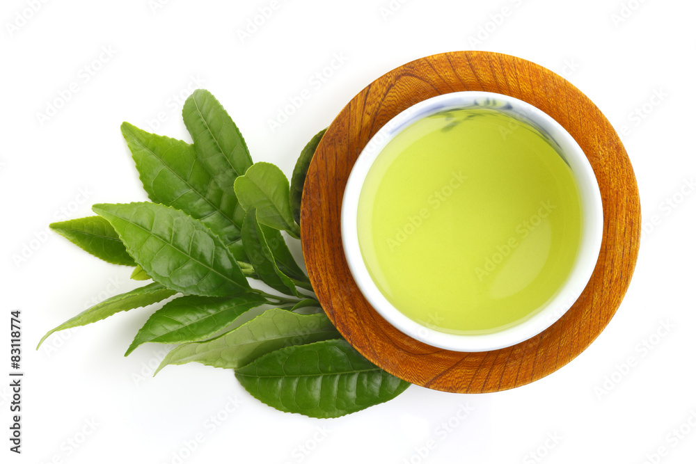 日本绿茶和新鲜绿茶叶