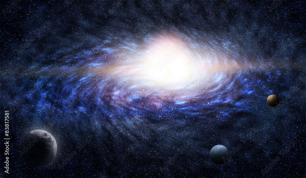 星系三维插图创意设计，宇宙中的黑洞。太空中的环形星系