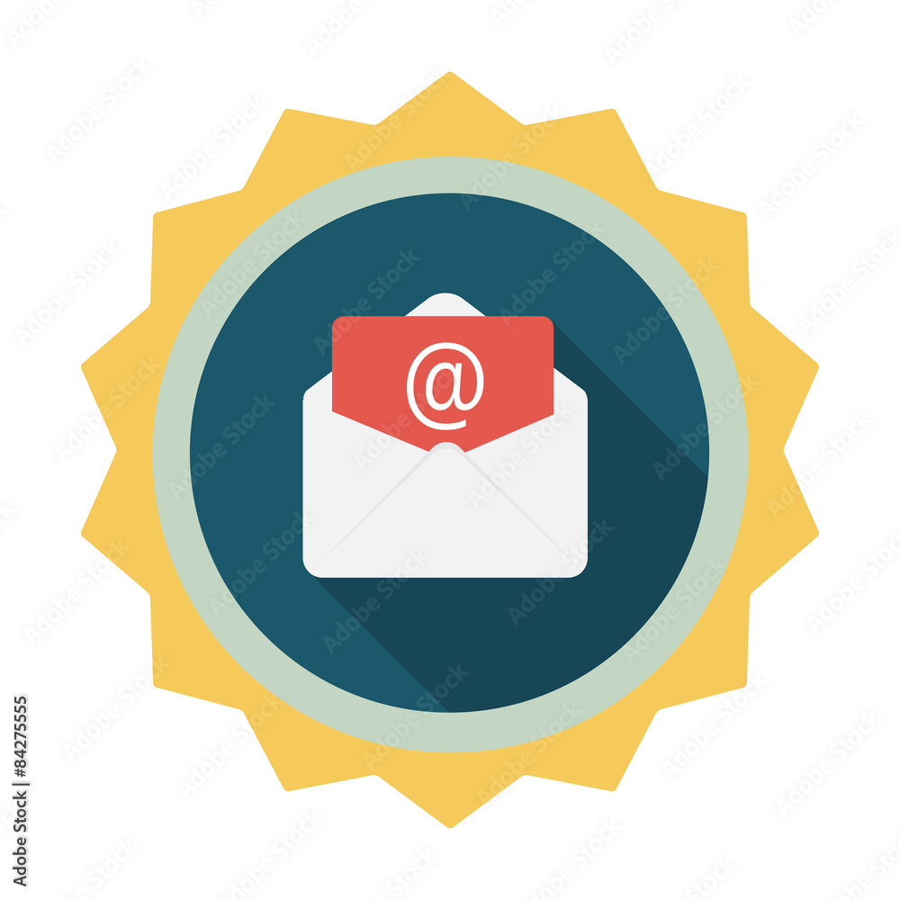 E-Mail Flat Icon with Long Shadow, Vector Illustration