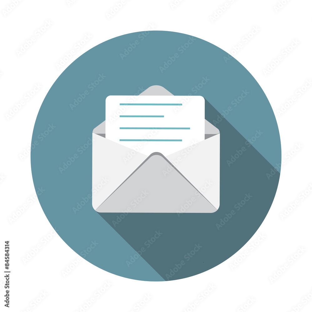 E-Mail Flat Icon with Long Shadow, Vector Illustration