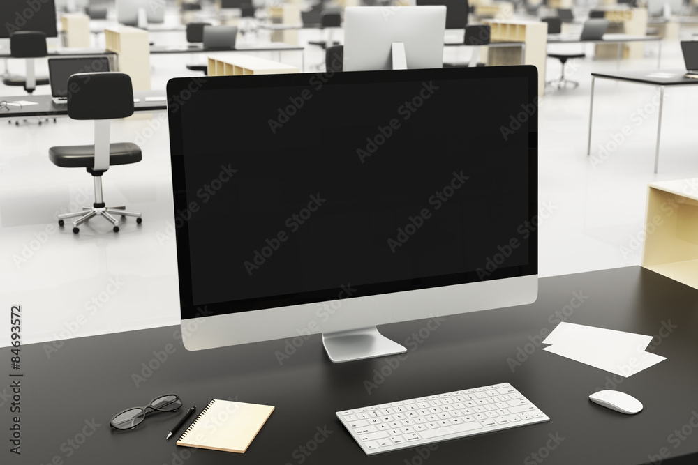 desktop in a modern office