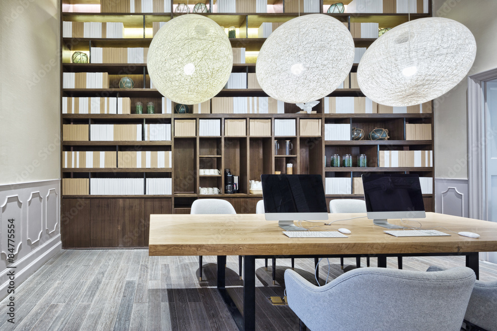 luxury lobby in modern library