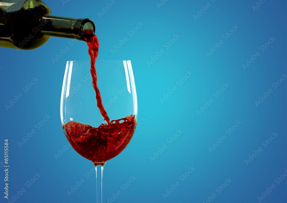 葡萄酒，倒，玻璃杯。