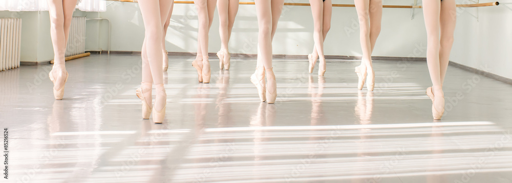 古典舞、芭蕾课上芭蕾舞者的腿
