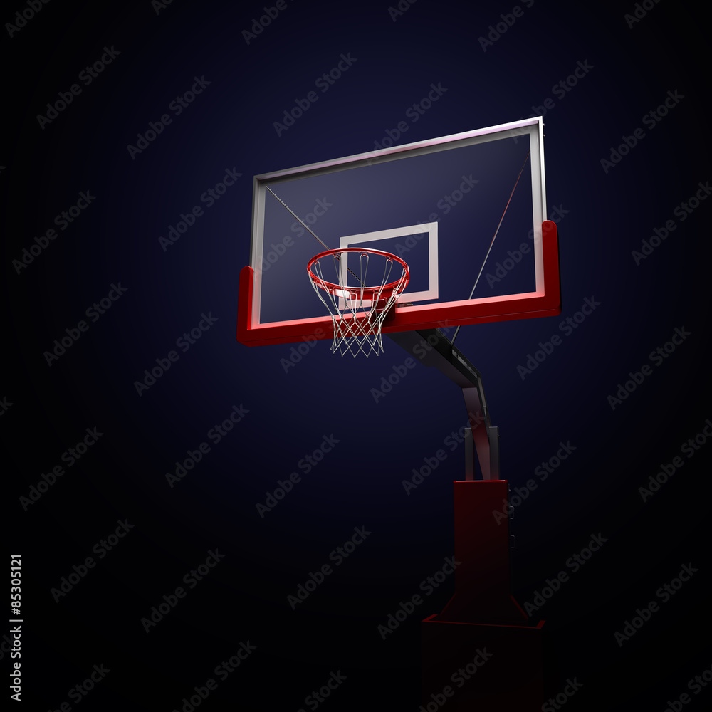 basketbolnoe RING运动竞技场。3d渲染背景。在长距离拍摄中散焦