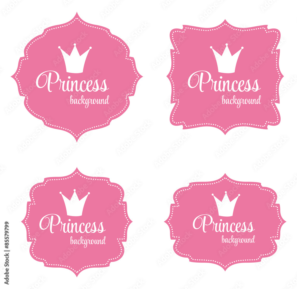 公主皇冠框架矢量插图