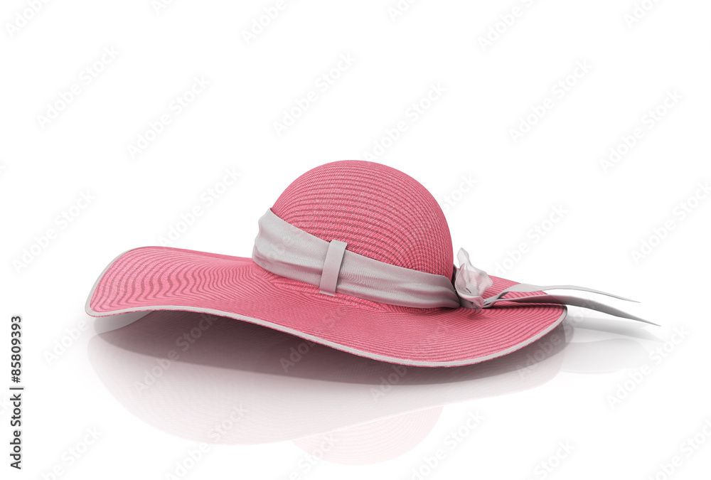 Pink women beach hat from the sun.