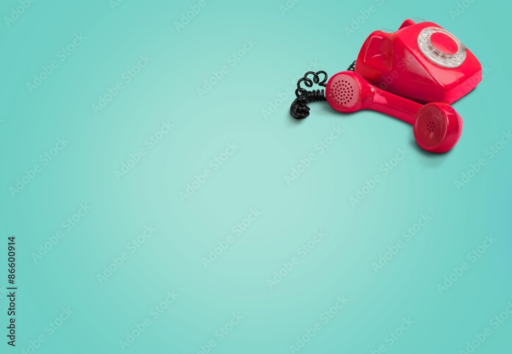 电话，红色，旧。