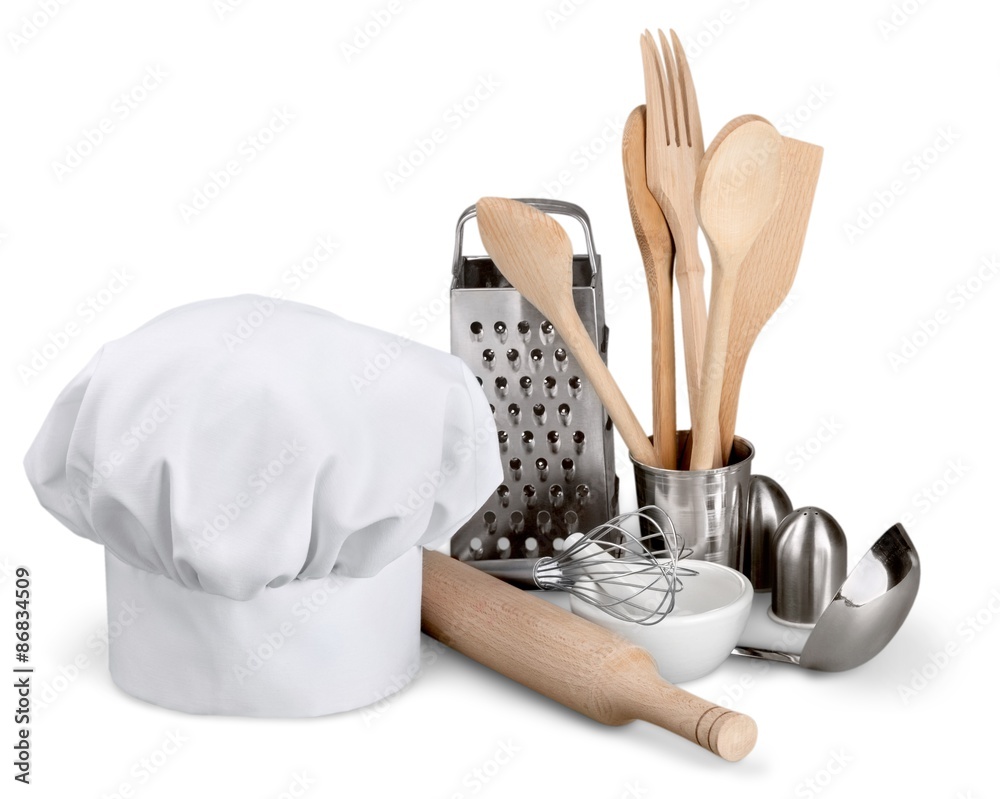 厨师帽，厨房用具，帽子。