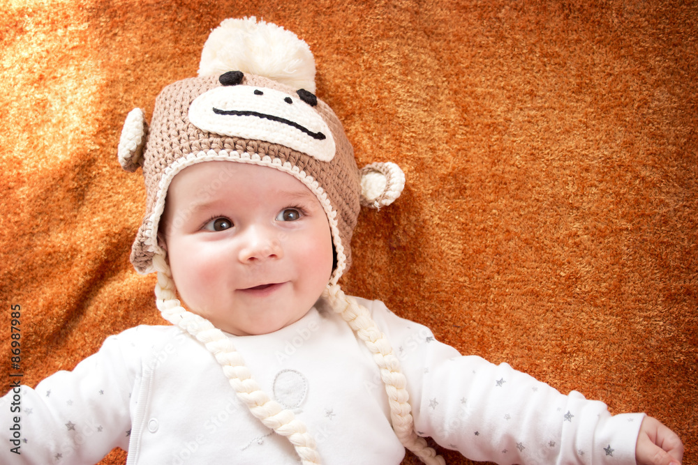 Baby in monkey hat