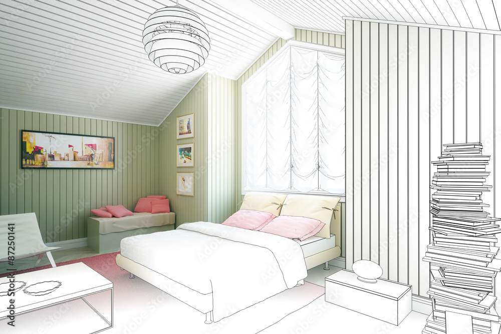 Schlafzimmer-Einrichtung (Zeichnung)