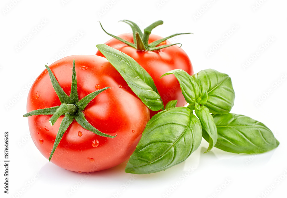 新鲜番茄和罗勒
