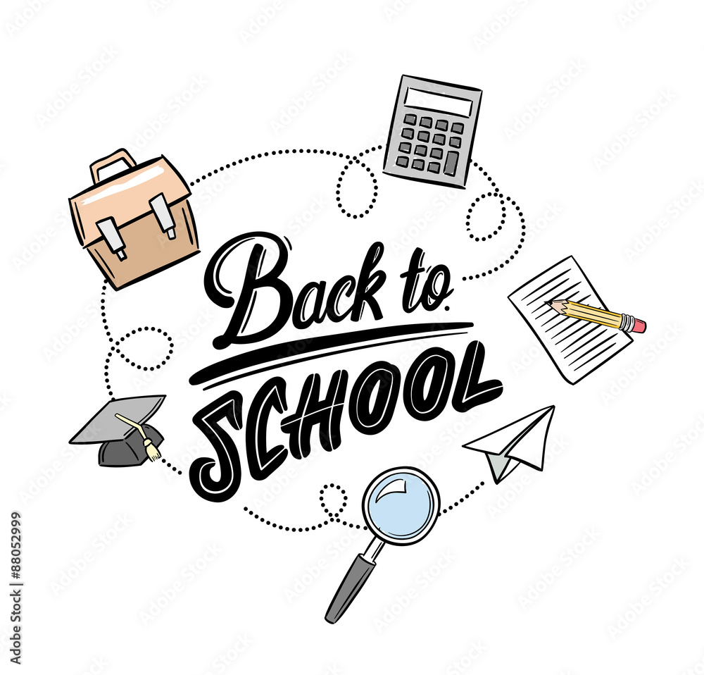 Back to school message with education icons vector