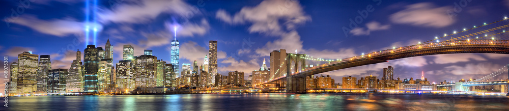 纪念纽约市9月11日的曼哈顿全景