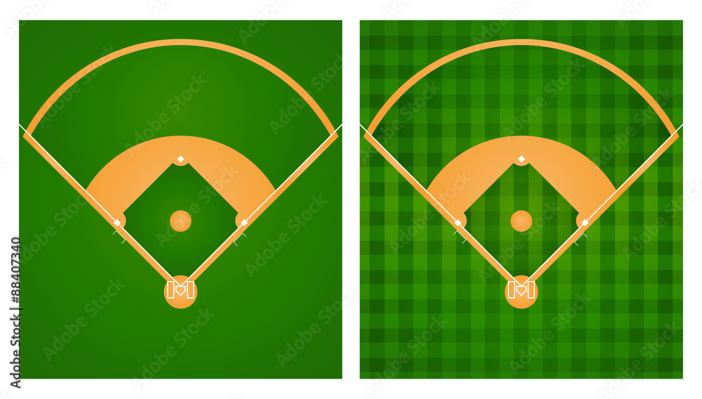 两种草坪设计的棒球场