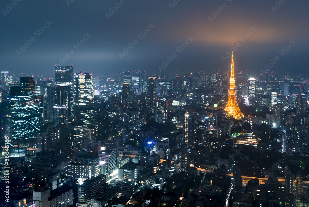 背景为东京塔的东京