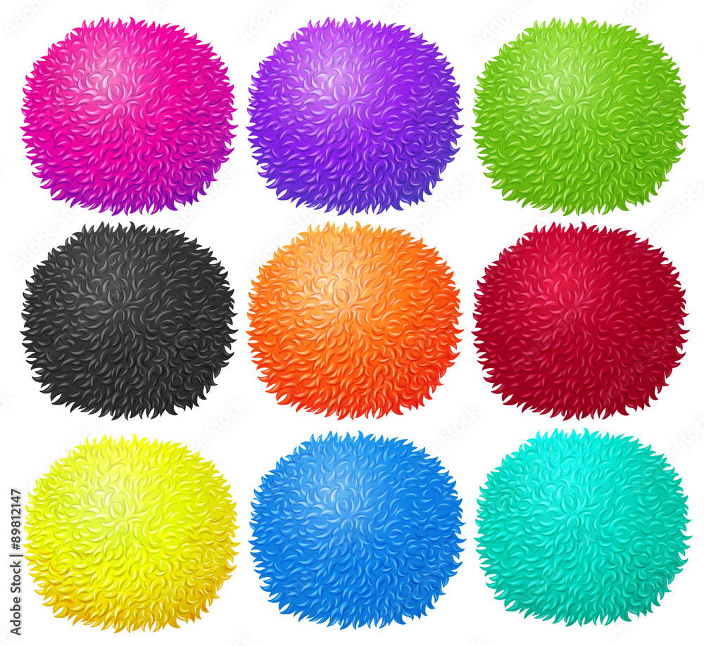 多种颜色的蓬松球