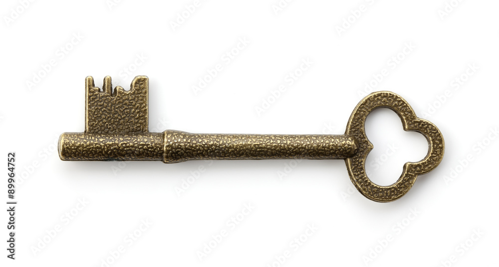古い鍵/白背景のレトロな鍵