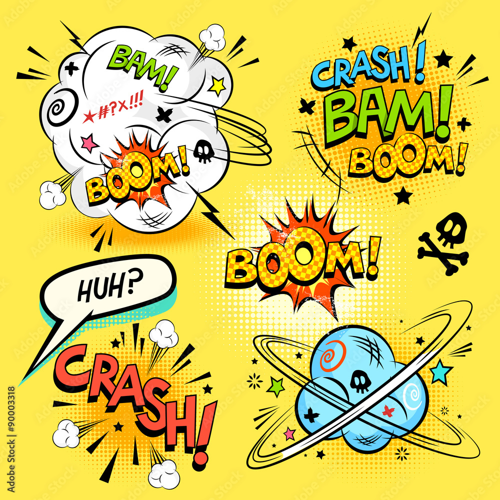 Comic Book Actions - A collection of comic cartoon actions and design elements. Vector illustration